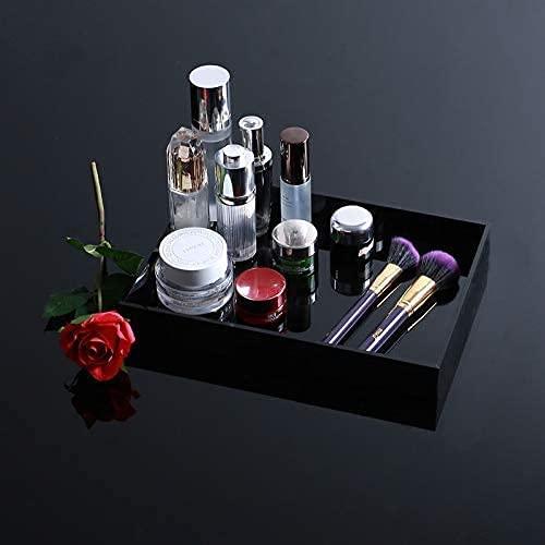 Waterproof Acrylic Vanity Tray, Remote Control Sturdy Valet Tray Organizer, Lucite Nightstand Dresser or Bathroom Organizer for Change, Coin, Key, Phone, Glasses, (Black-10x10inch )