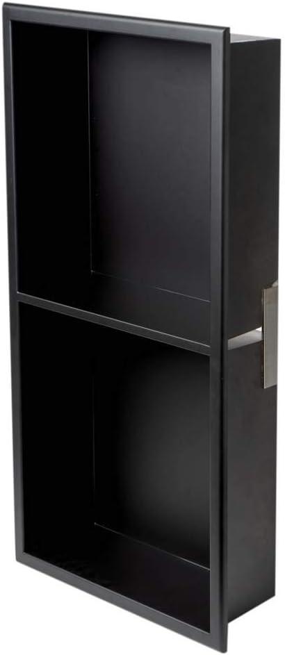 Black Matte Stainless Steel Double Shelf Shower Niche