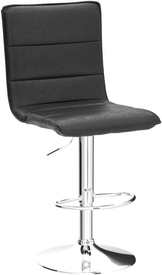 Elama 2 Piece Vintage Fux Leather Adjustable Bar Stool in Gry with Chrome Base