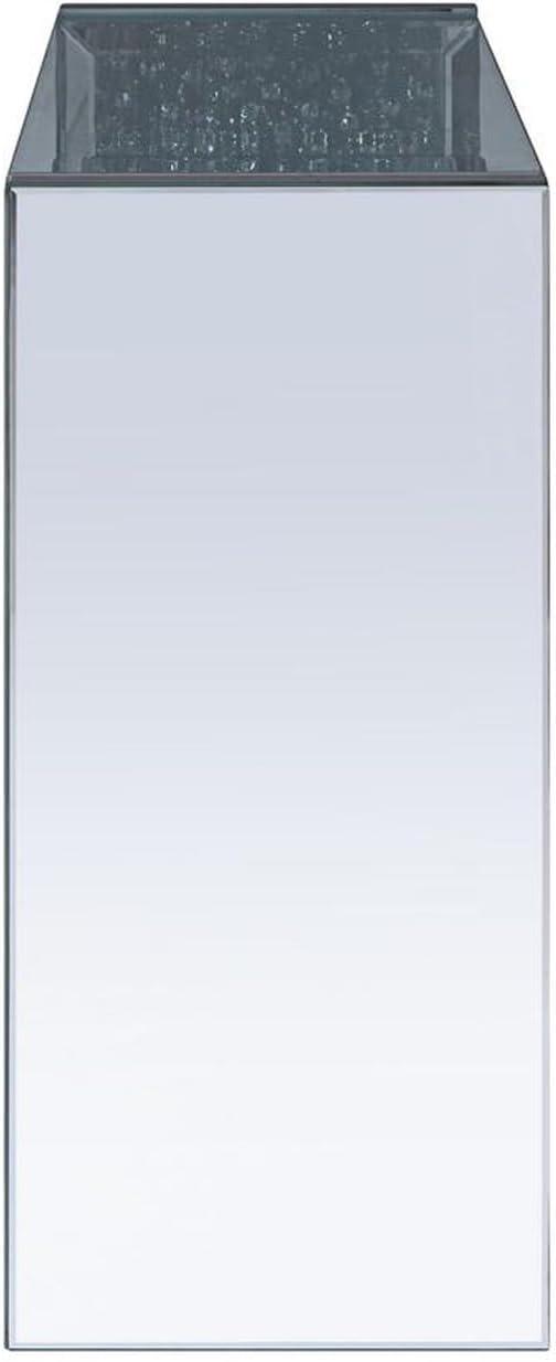 Benjaza 31.69" Studded Faux Crystals and Glass Accent Table in Clear/White