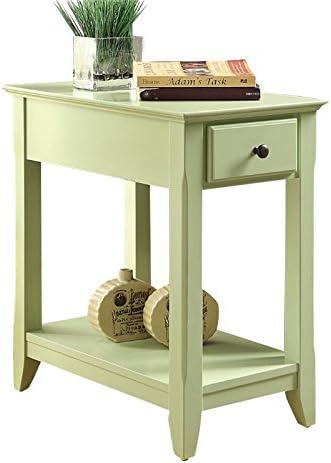 Acme Furniture 13" Bertie Accent Table Light Green Finish: Wood Composite, Beveled Edges, Drawer Storage, No Assembly Required