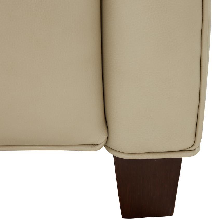 Nixon Cream Leather Recliner with Mahogany Wood Legs