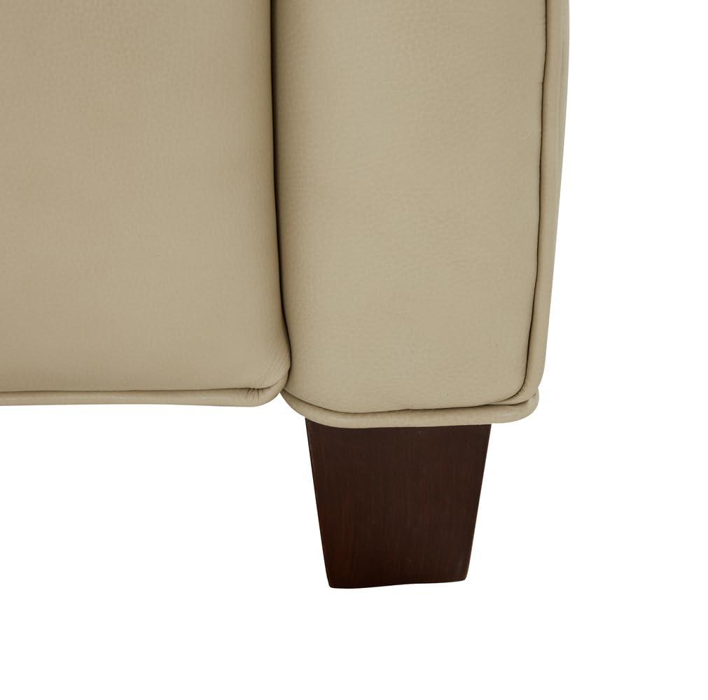 Nixon Cream Leather Recliner with Mahogany Wood Legs