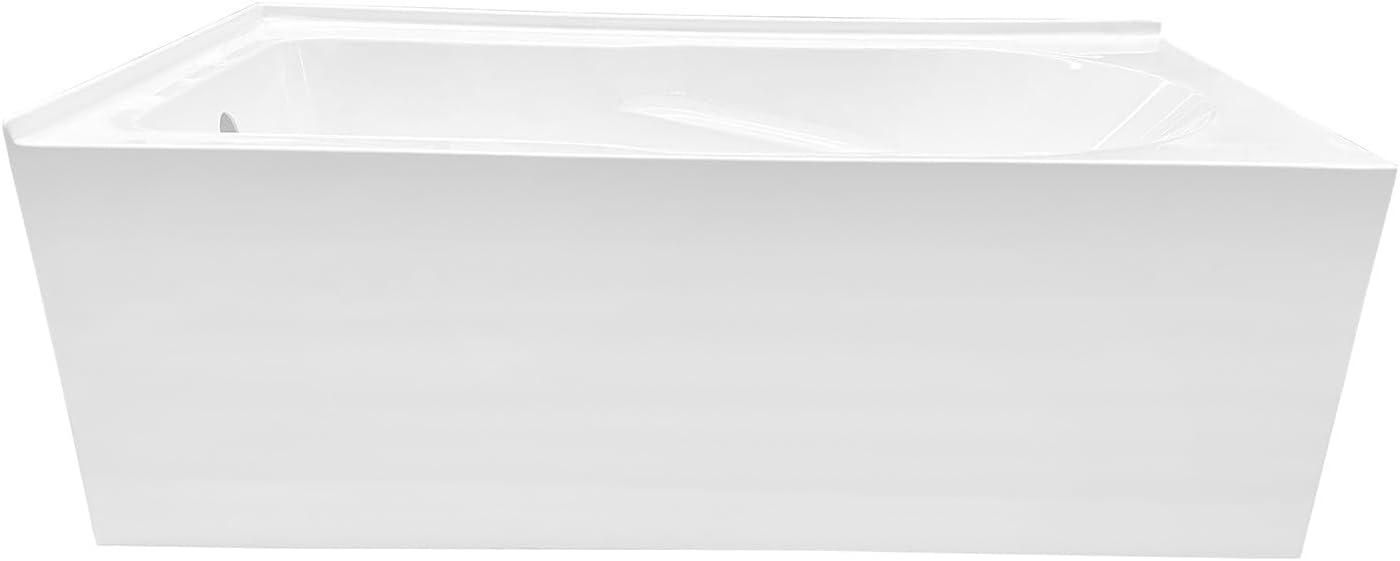 Kingston Brass Aqua Eden 60-Inch Acrylic Rectangular 2-Wall Corner Alcove Tub, Hand Drain