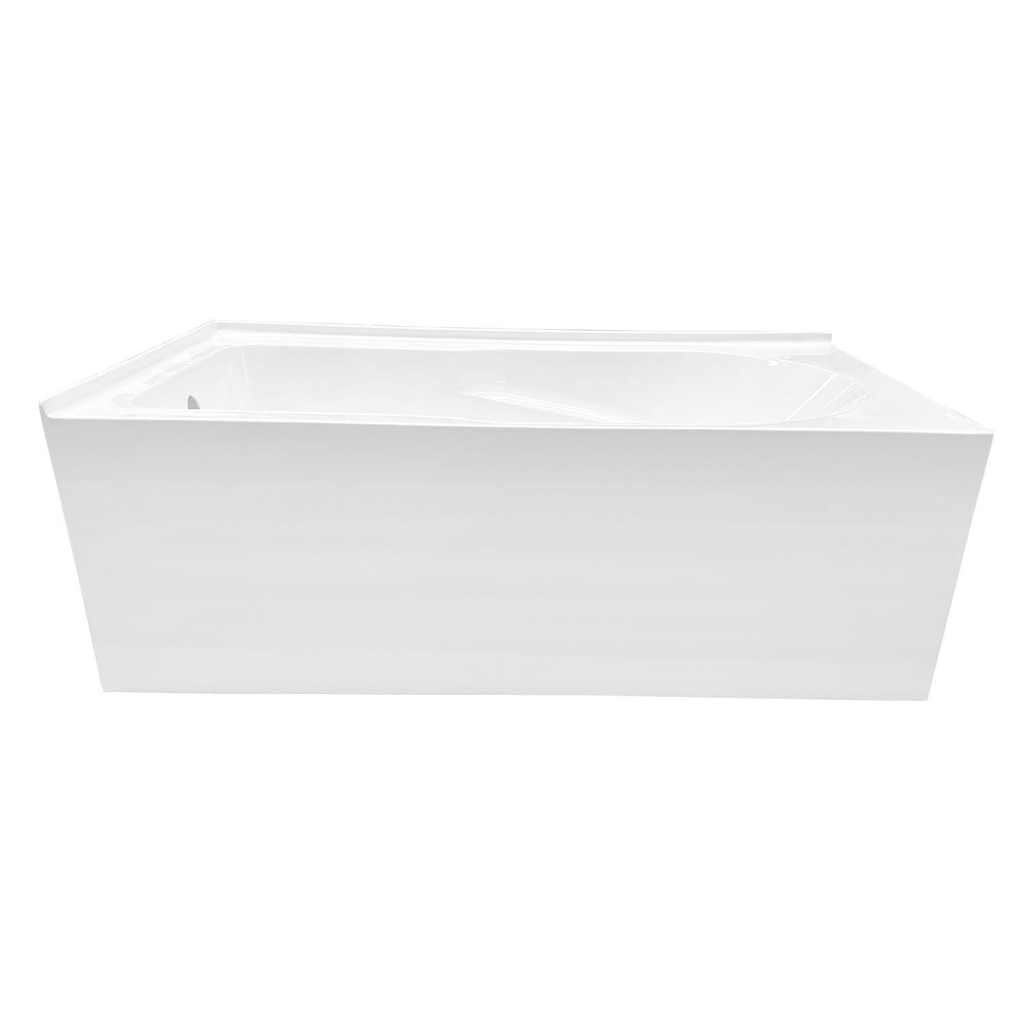 Kingston Brass Aqua Eden 60-Inch Acrylic Rectangular 2-Wall Corner Alcove Tub, Hand Drain