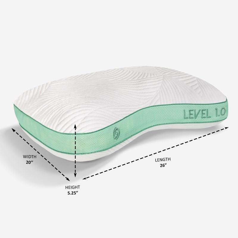 Firm White and Green Moisture-Wicking Queen Sleep Pillow