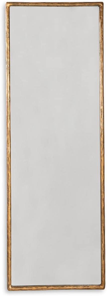 Signature Design by Ashley Contemporary Ryandale Floor Mirror  Antique Brass Finish