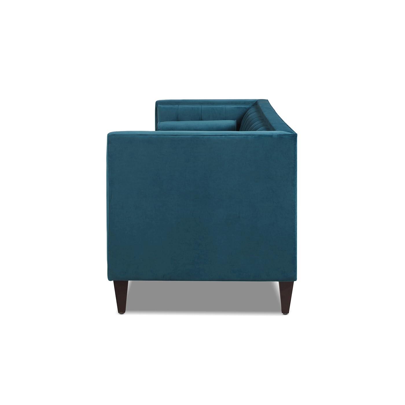 Jack 84" Tufted Tuxedo Sofa Double Cushion Satin Teal