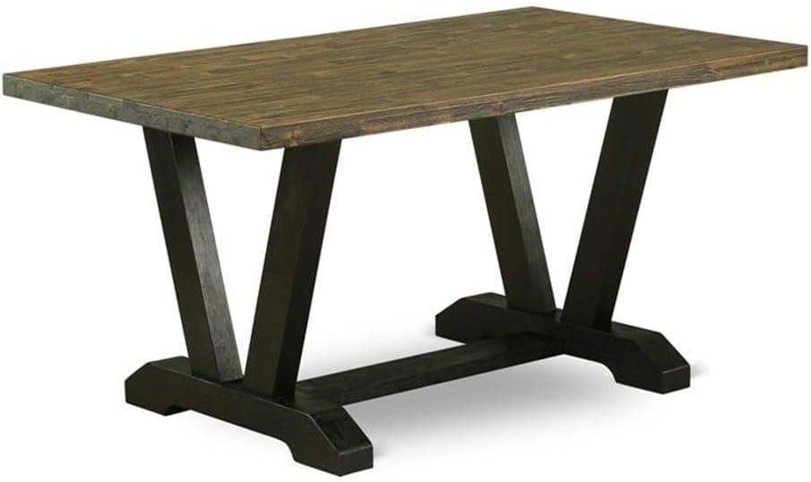 East West Furniture V-Style 36x60" Wood Dining Table in Black/Brown