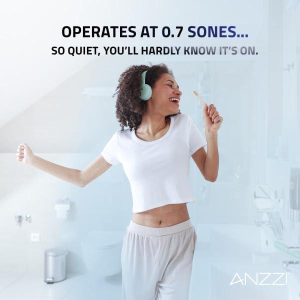 ANZZI 110 CFM 1.3 Sones Super Quiet Square Grill Ceiling Mount Sturdy 26 Watt Bathroom Exhaust Fan With Built-In LED Light Energy Star Rated