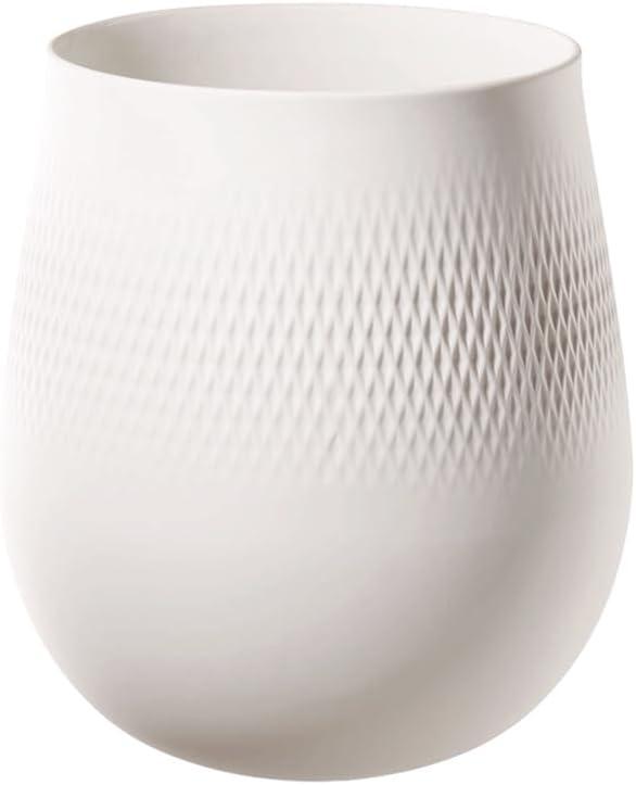 Large Matte White Porcelain Textured Vase for Bouquets