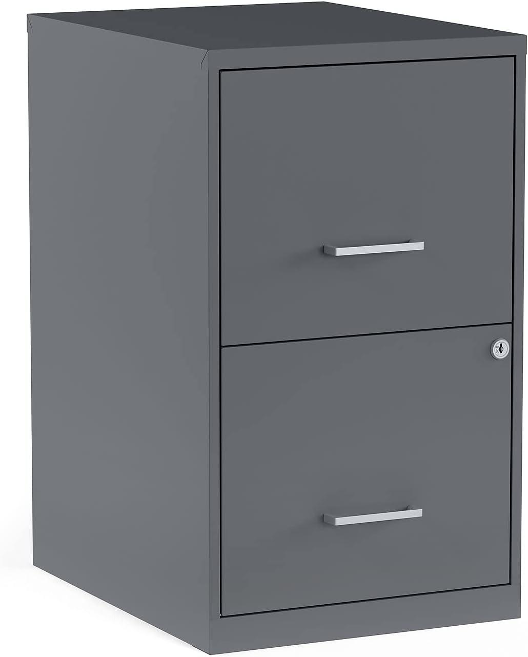 Charcoal Gray 2-Drawer Lockable Metal Vertical File Cabinet