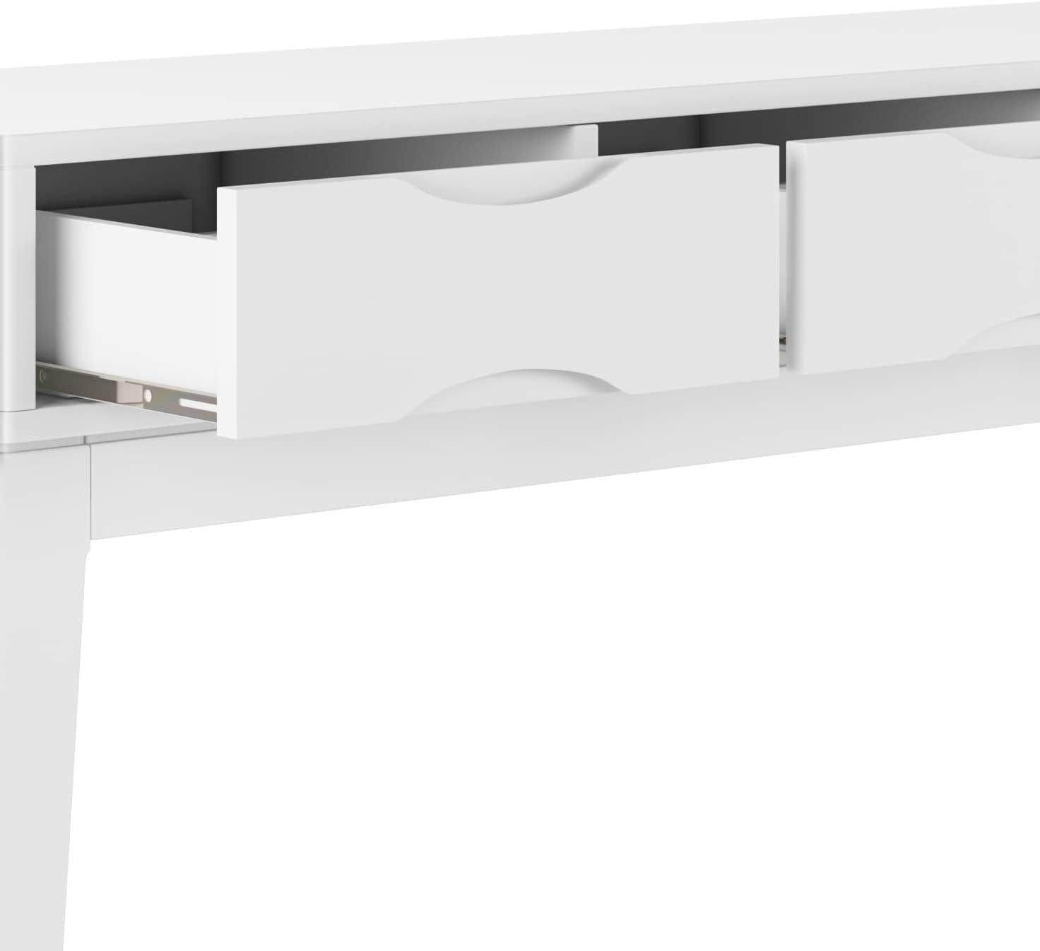 Harper Mid-Century White Solid Hardwood Console with Storage