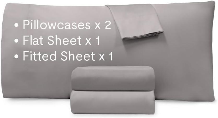 Graphite Queen Cotton Sateen 4-Piece Sheet Set