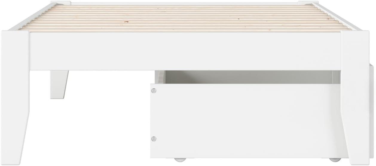 Queen Colorado Bed with USB Turbo Charger and 2 XL Drawers White - AFI: Mid-Century Modern, No Box Spring Needed