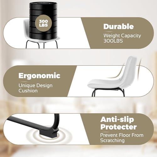 Bar Stools Set of 2, 26inches Counter Height Barstools with Back, Modern Bar Stool for Kitchens Island, Faux Leather Bar Chairs with Metal Legs and Footrest (White)