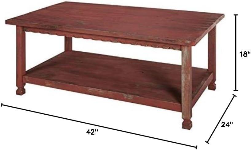 42"L Country Cottage Wood Coffee Table Antique Finish - Alaterre Furniture