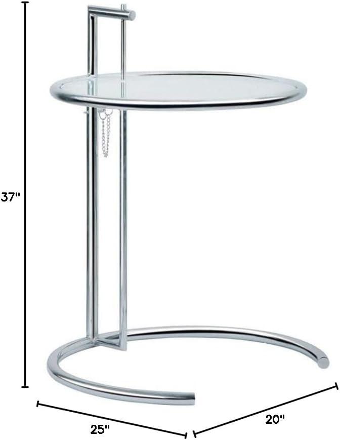 Modmade  20 dia. x 23-37 x 25 in. Eileen Adjustable Height End Table, Silver