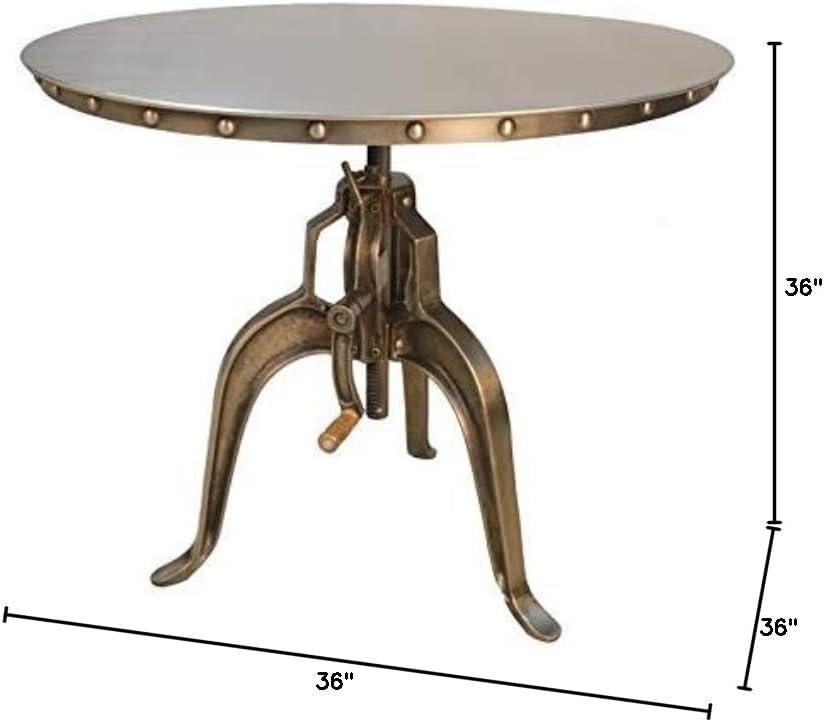 Carolina Classics Mundra Adjustable Crank Metal Accent Table in Antique Nickel