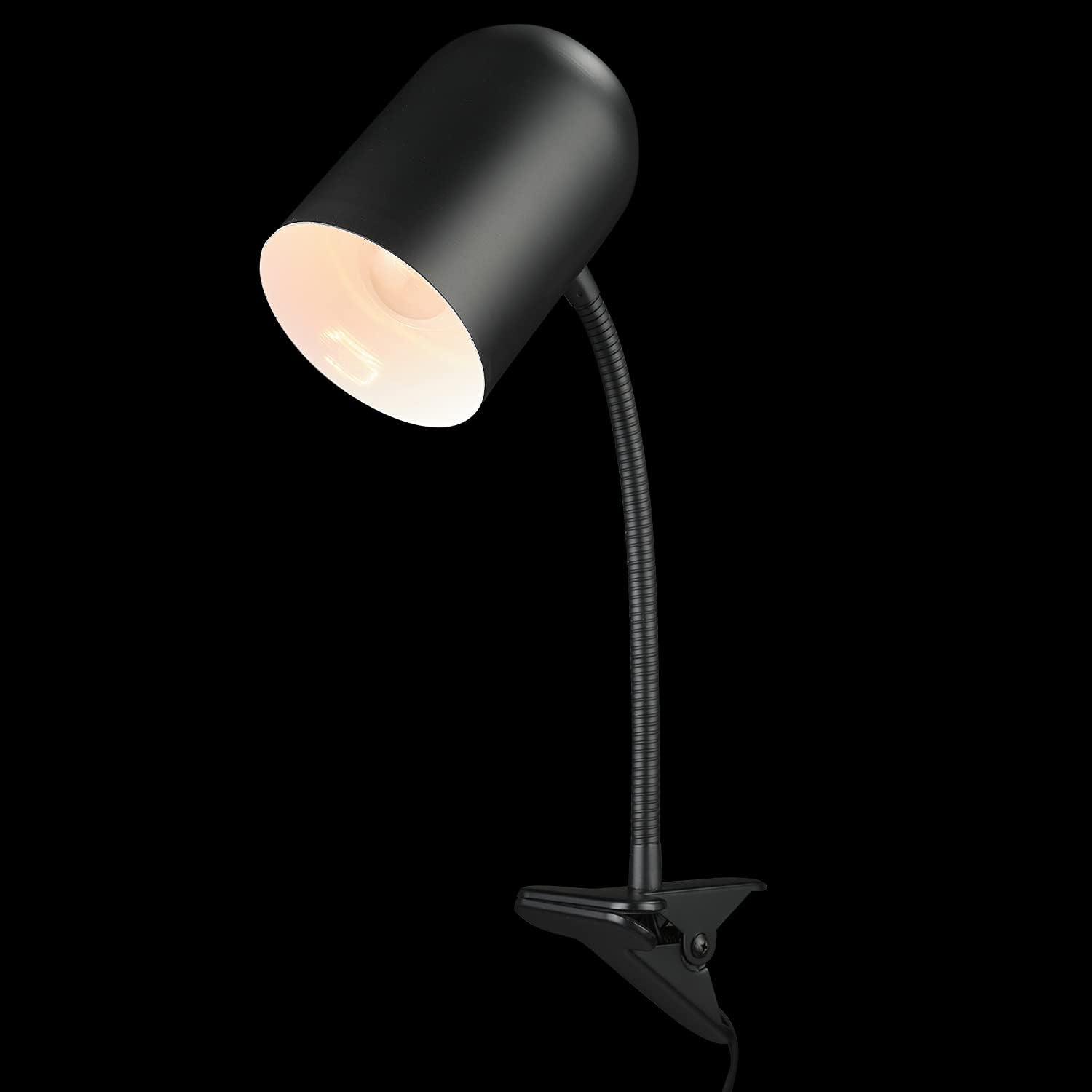 Globe Electric Carter 15" Matte Black Clip-Arm Desk Lamp with Adjustable Gooseneck Arm, 52301