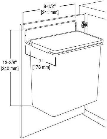 SinYYH Plastic in-Cabinet Door Mount Trash Can, 9 Quarts, 10" L x 7" W x 13" H, White