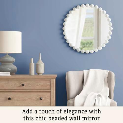 Marlowe Beaded Round Metal Wall Mirror