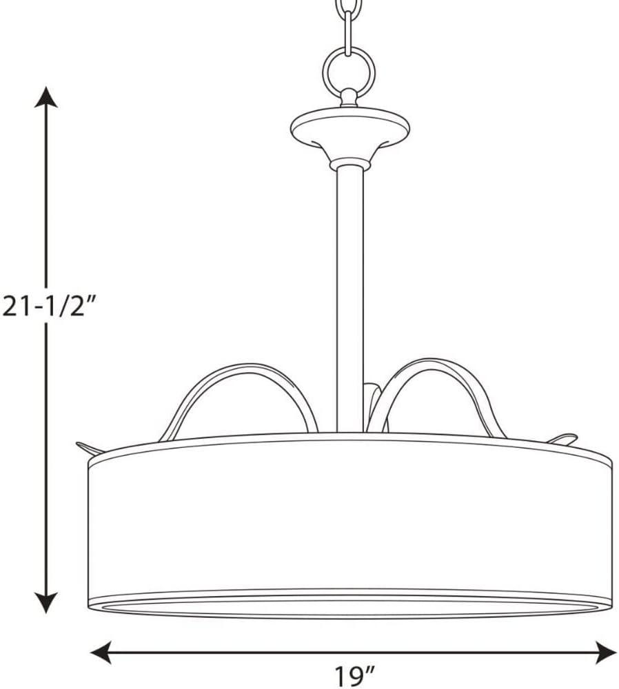 Progress Lighting Inspire 3-Light Inverted Pendant, Brushed Nickel, Off-White Linen Shade