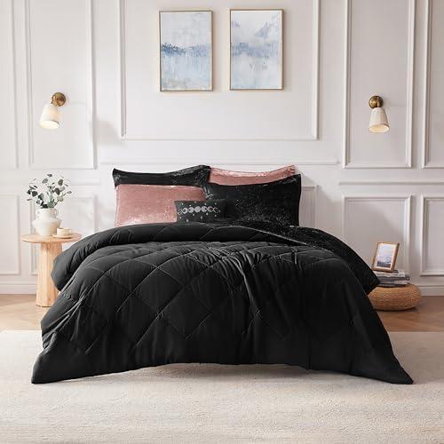 Intelligent Design Felicia Crushed Velvet Comforter Set with Throw Pillow