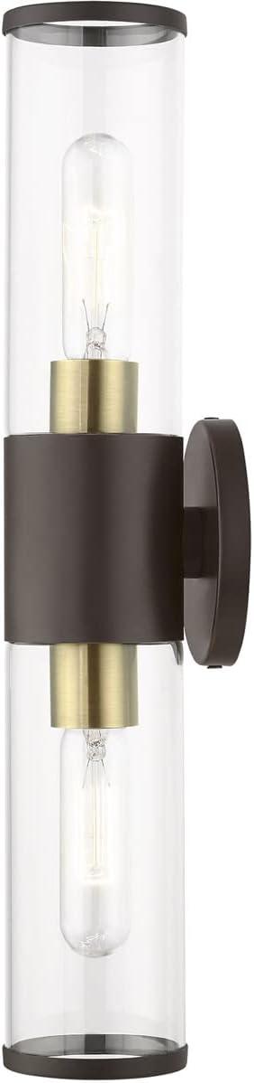 Livex Lighting Banca 2-Light Metal & Glass ADA Vanity Sconce in Bronze