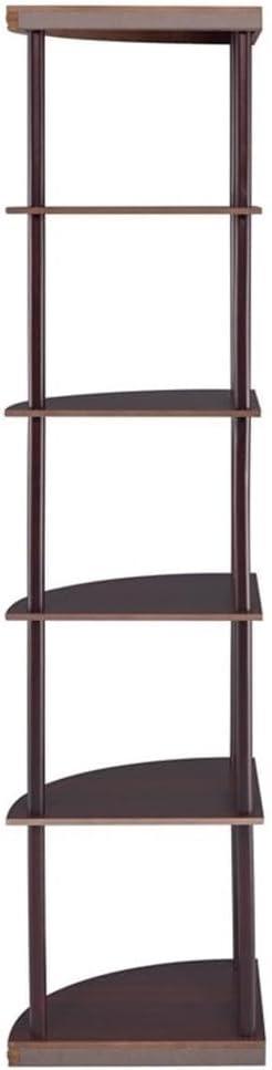 Bonwick 5-shelf Metal Frame Corner Bookshelf Cappuccino