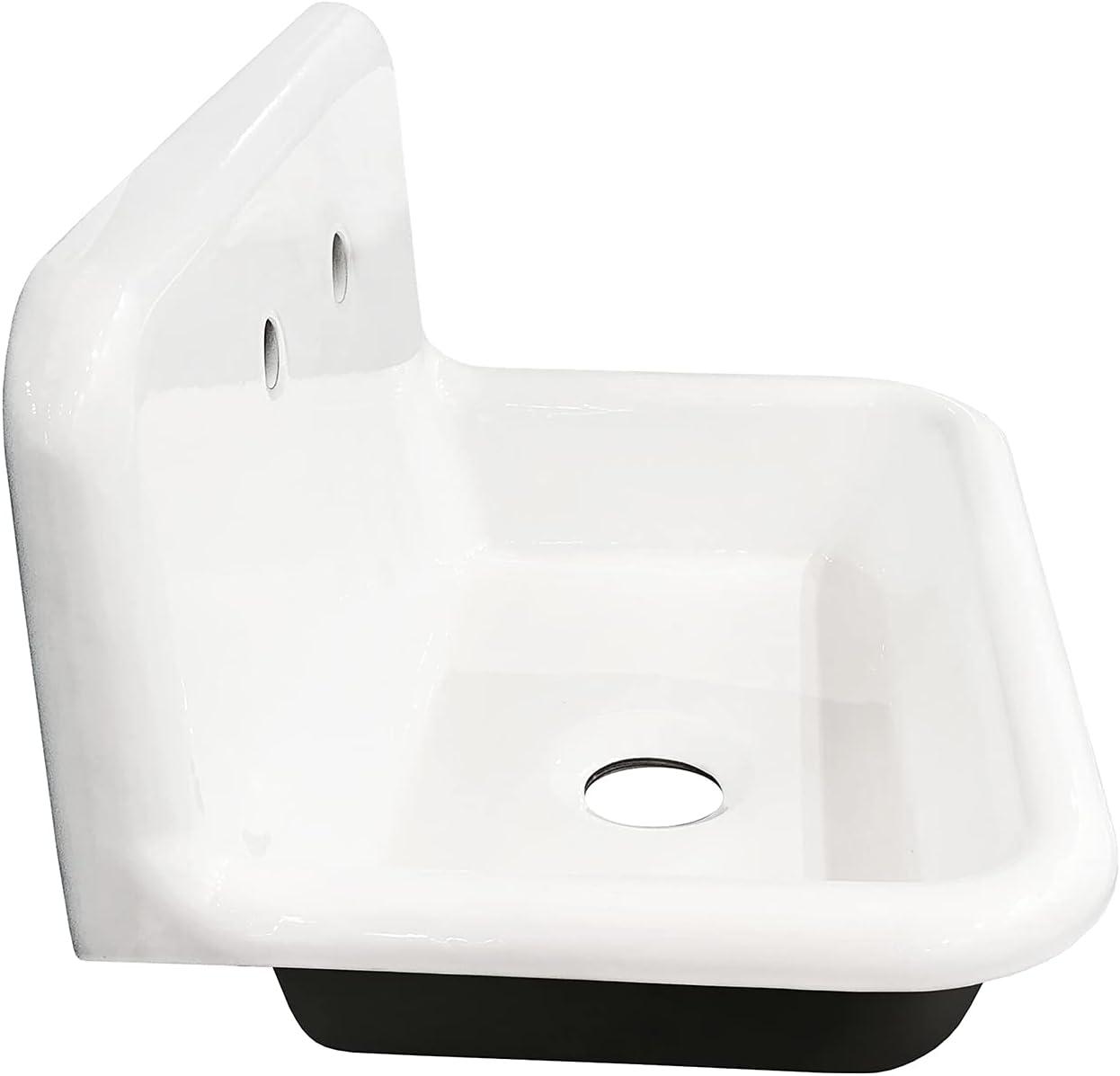 Kingston Brass Towne 30-Inch Cast Iron Wall Mount 2-Hole Single Bowl Kitchen Sink