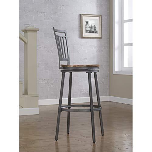 Stockton 25" Metal Swivel Stool - Slate Grey - Golden Oak Seat