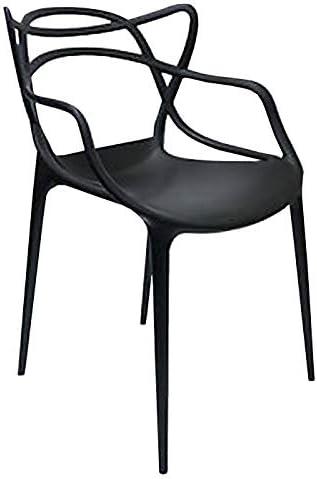 2xhome Set of 2 Modern Dining Chairs | Stackable Indoor or Outdoor Entangled Side Chair | Weather Resistant Plastic for Kitchen, Patio, Restaurant, Yard, Porch, Balcony, Black