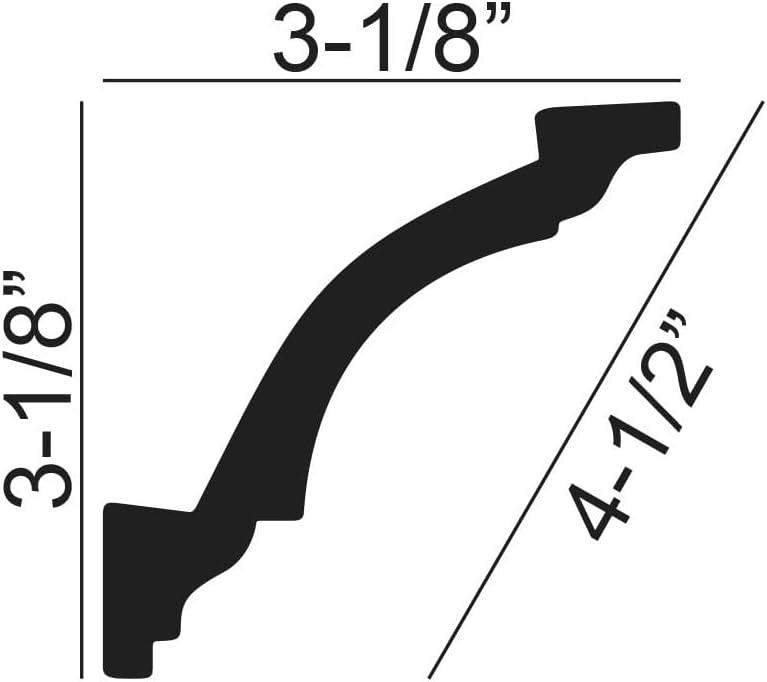 3-1/8 in x 3-1/8 in x 96 in Plain Recycled Polystyrene Crown Moulding Pro Pack 40 LF