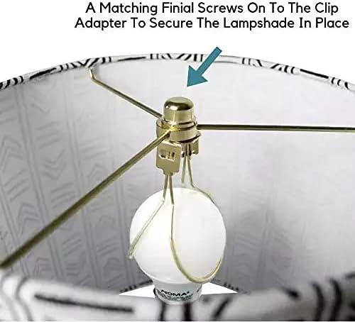 Creative Hobbies Lamp Shade Light Bulb Clip Adapter Clip on with Shade Attaching Finial Top, Gold Color