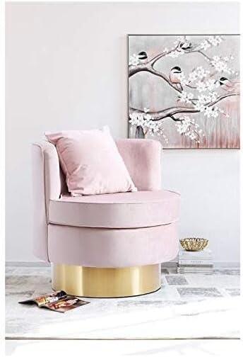 Meridian Furniture Kendra Pink Velvet Swivel Accent Chair