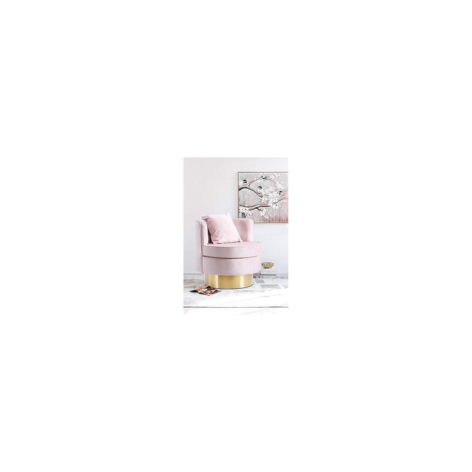 Meridian Furniture Kendra Pink Velvet Swivel Accent Chair