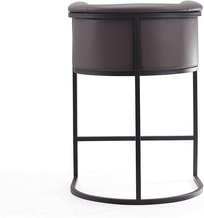 Manhattan Comfort Cosmopolitan Metal Counter Height Barstool Pebble: Upholstered, Low Back, Armrest