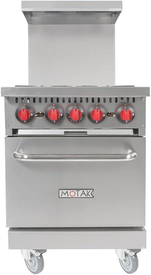 MoTak 24" Stainless Steel Commercial Gas Range with Standard Oven