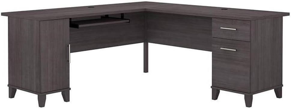 Bush Furniture Somerset 72" L Shaped Desk with Storage, Storm Gray