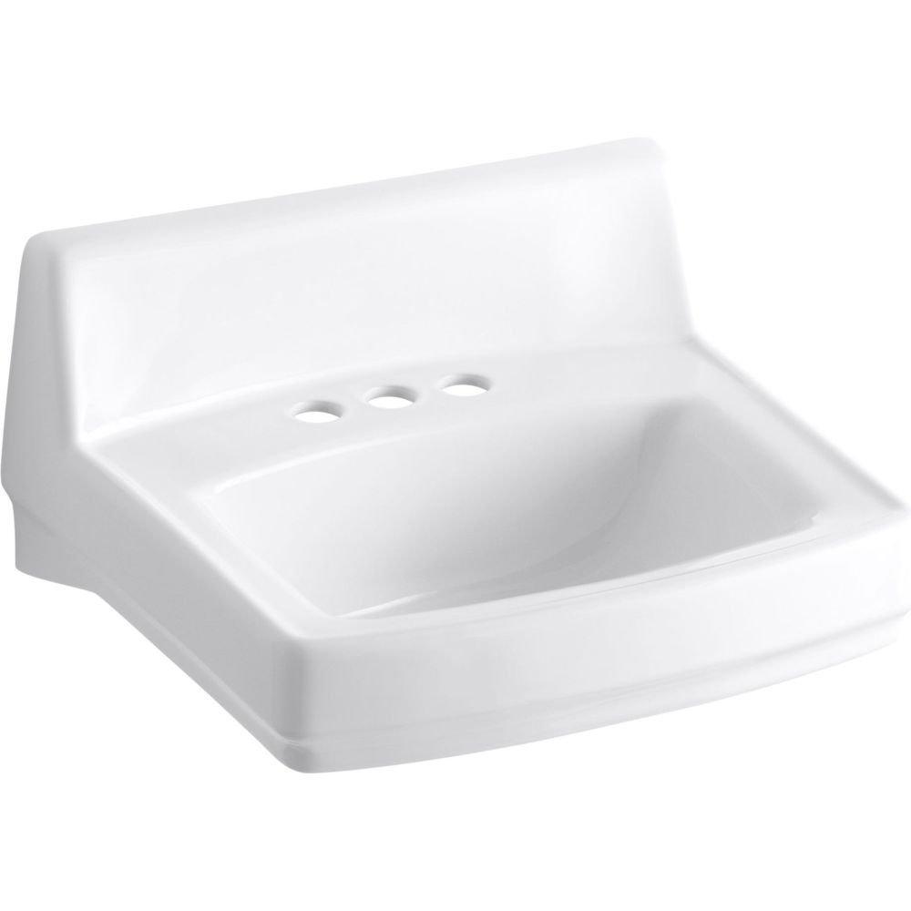 Greenwich Vitreous China Rectangular Wall Mount Bathroom Sink with Overflow