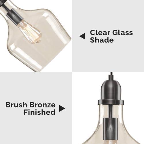 Hampton Hill Auburn 1-Light Transitional Metal and Glass Pendant in Bronze/Clear