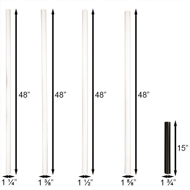 White Steel Telescoping Pole with Clamps and Rods, 15'