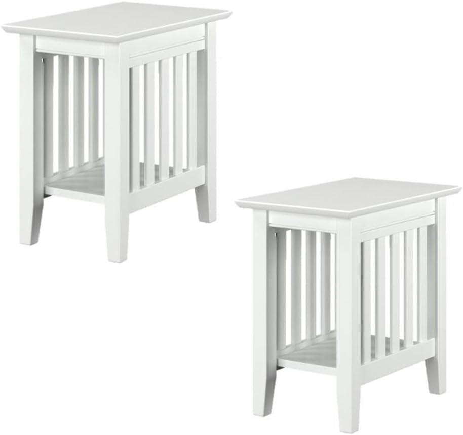 White Solid Hardwood Mission Style Side Tables, Set of 2