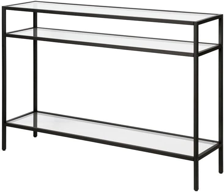 Evelyn&Zoe Siviline 42" Wide Rectangular Console Table, Blackened Bronze