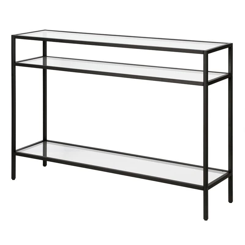 Evelyn&Zoe Siviline 22" Wide Rectangular Console Table, Brass