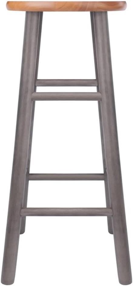 Winsome Wood Huxton 2-PC Bar Stools, Oyster Gray & Teak Finish