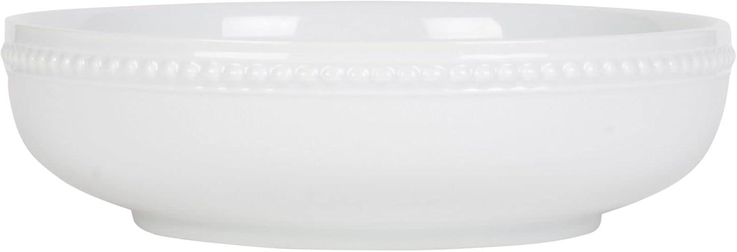 White Porcelain Beaded Perimeter Pasta Bowls Set of 4