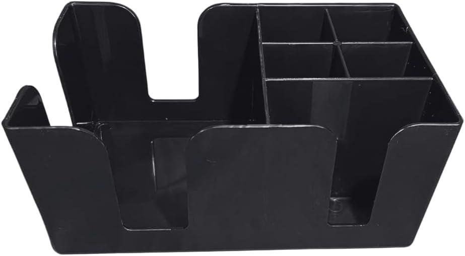 Black Plastic 6-Compartment Bar Caddy Organizer