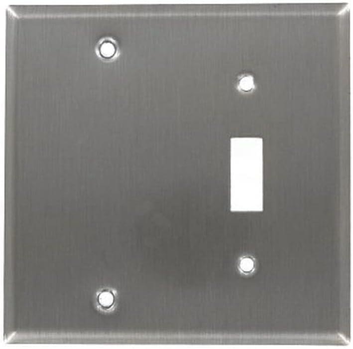 Stainless Steel 2-Gang Toggle and Blank Wallplate